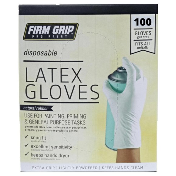 Firm Grip Pro Paint Disposable Latex Gloves, Clear, 100 Count, One Size - Picture 1 of 3